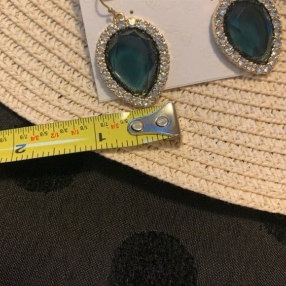 Anna & Ava Dark Green & Rhinestone Earrings - Picture 3 of 4